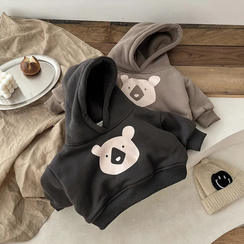 トレーナー・フーディ ベビートップス ベアくまプリントフーディ長袖スウェットパーカー【mh0008387】