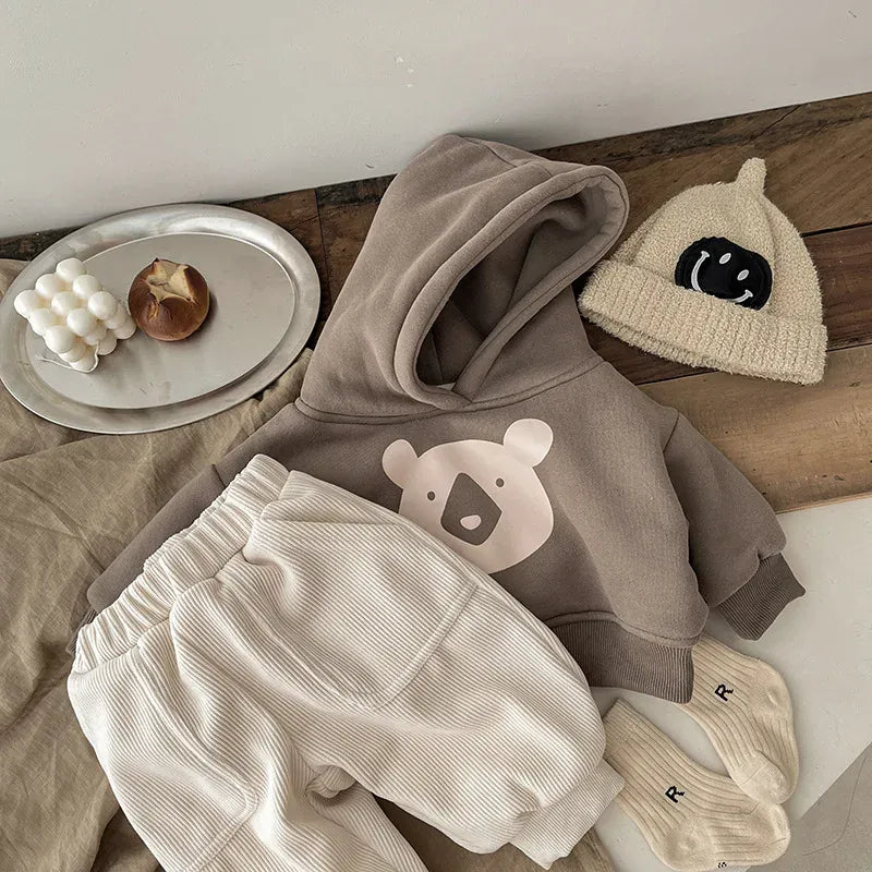 トレーナー・フーディ ベビートップス ベアくまプリントフーディ長袖スウェットパーカー【mh0008387】