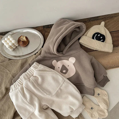 トレーナー・フーディ ベビートップス ベアくまプリントフーディ長袖スウェットパーカー【mh0008387】