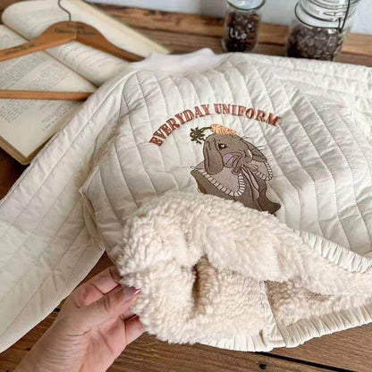 ショートコート・ジャケット・ジャンパー ベビーキッズアウター バック刺繍キルティングブルゾンジャケット【mh0008413】