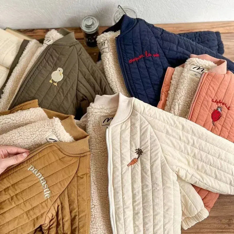 ショートコート・ジャケット・ジャンパー ベビーキッズアウター バック刺繍キルティングブルゾンジャケット【mh0008413】