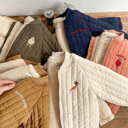 ショートコート・ジャケット・ジャンパー ベビーキッズアウター バック刺繍キルティングブルゾンジャケット【mh0008413】