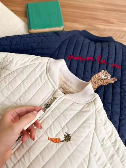 ショートコート・ジャケット・ジャンパー ベビーキッズアウター バック刺繍キルティングブルゾンジャケット【mh0008413】