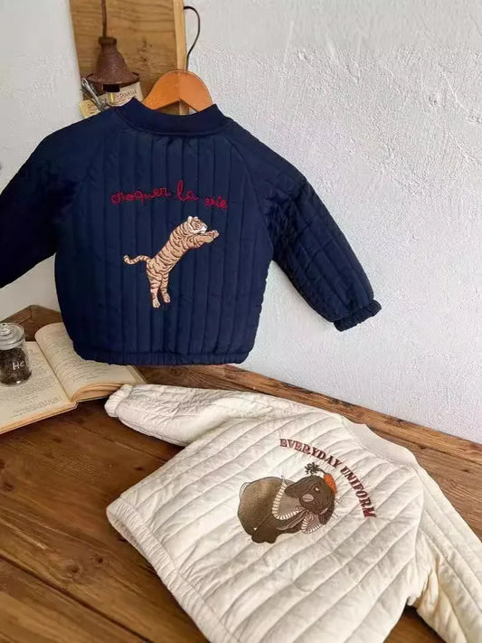 ショートコート・ジャケット・ジャンパー ベビーキッズアウター バック刺繍キルティングブルゾンジャケット【mh0008413】