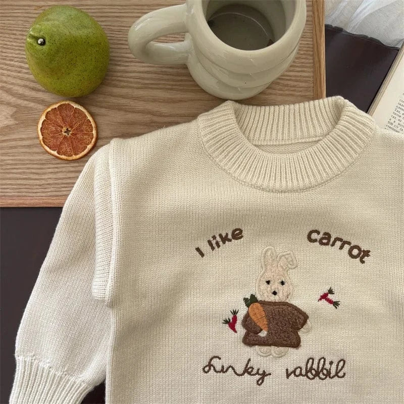 ニット・セーター キッズトップス うさぎラビット刺繍長袖ニットセーター【mh0008438】