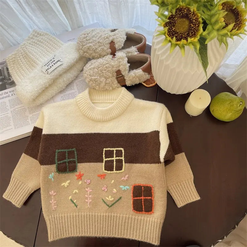 ニット・セーター キッズトップス ニット刺繍セーター【mh0008445】