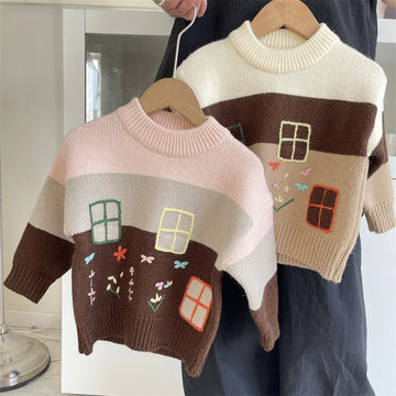 ニット・セーター キッズトップス ニット刺繍セーター【mh0008445】