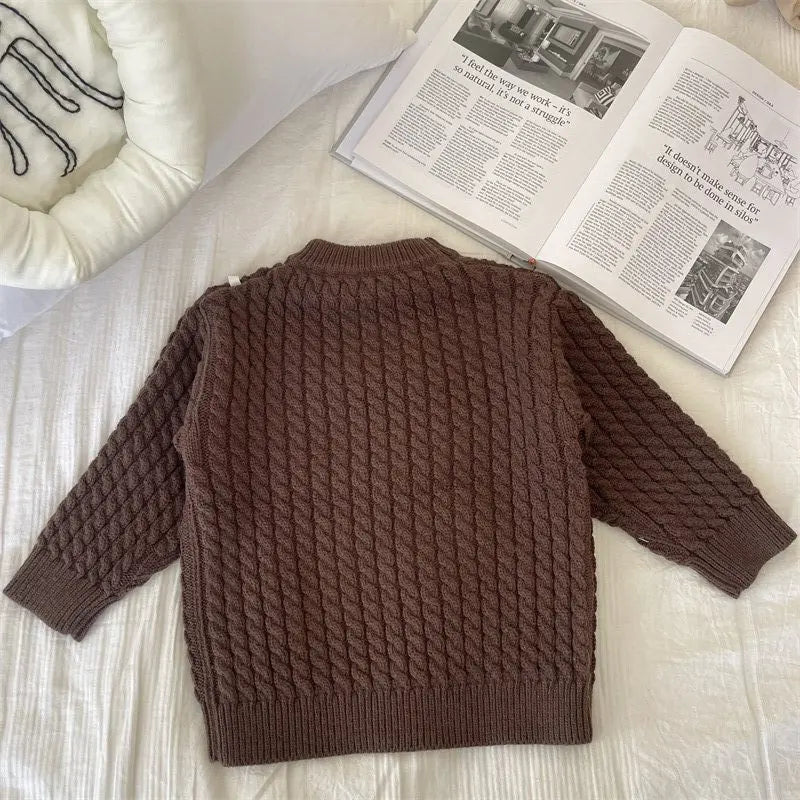 ニット・セーター キッズトップス パッチワークニット長袖セーター【mh0008456】