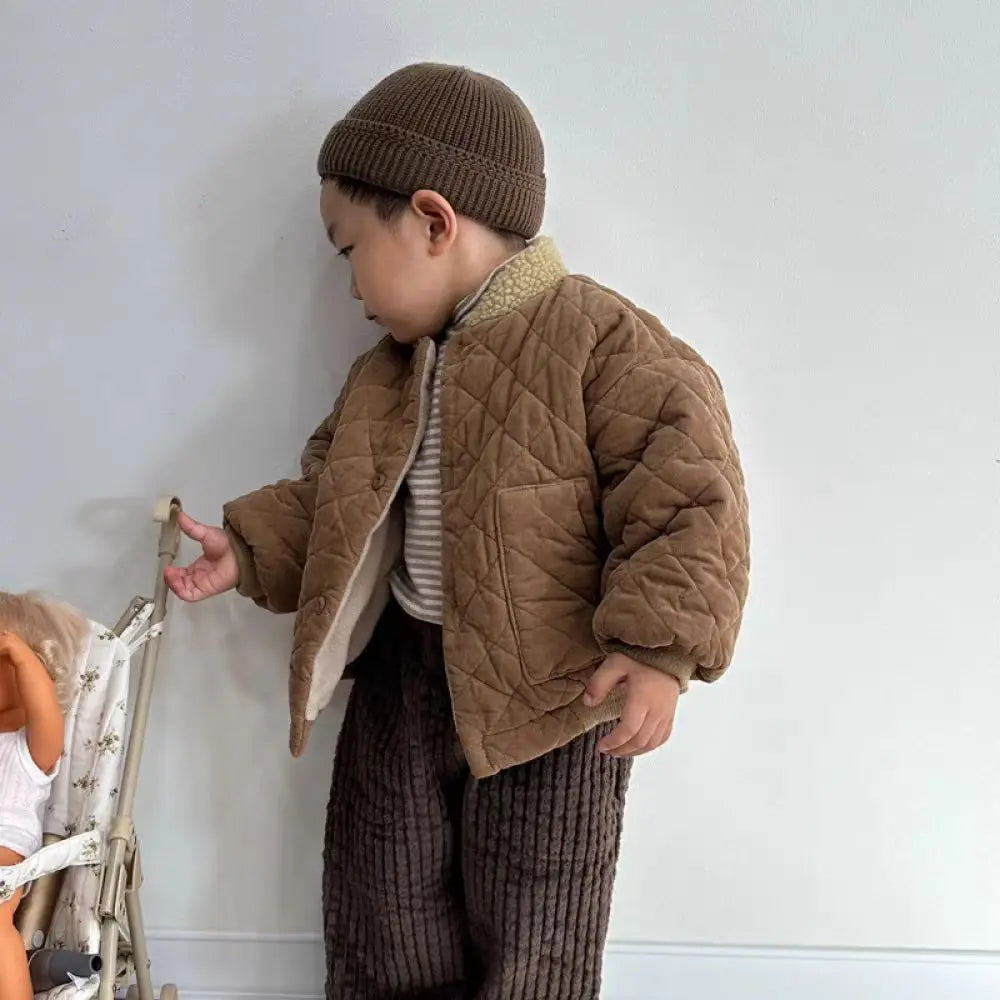 ショートコート・ジャケット・ジャンパー ベビーアウター キルティング裏ボアフリースブルゾンジャケット【mh0008477】