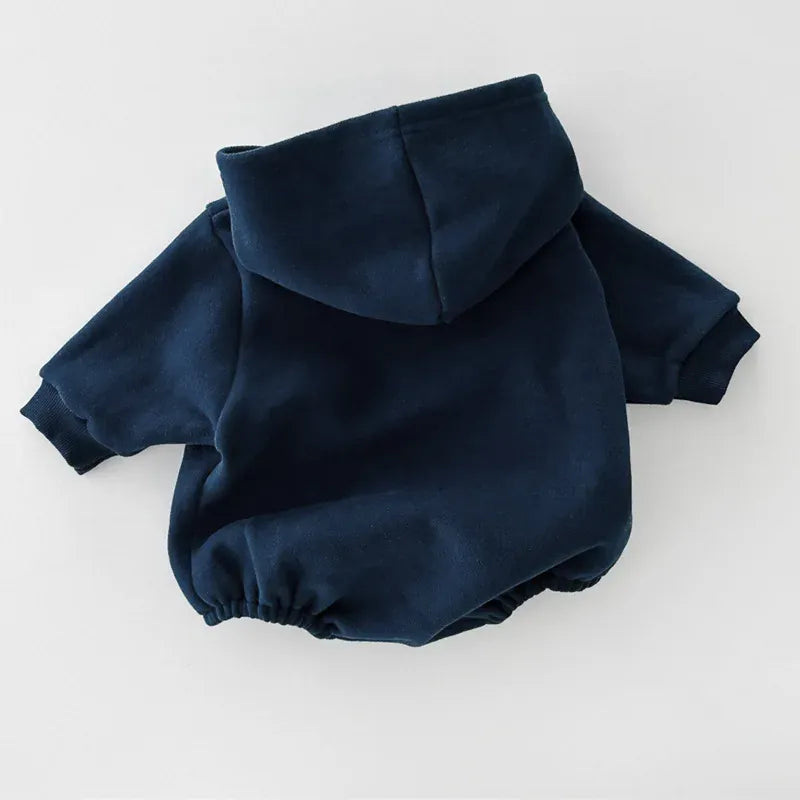 長袖ロンパース ベビーロンパース レターロゴプリントフーディ長袖ボディスーツ【mh0008479】