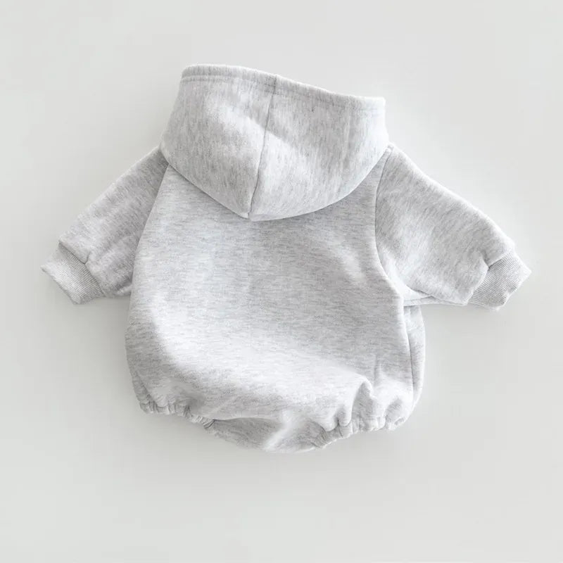 長袖ロンパース ベビーロンパース レターロゴプリントフーディ長袖ボディスーツ【mh0008479】