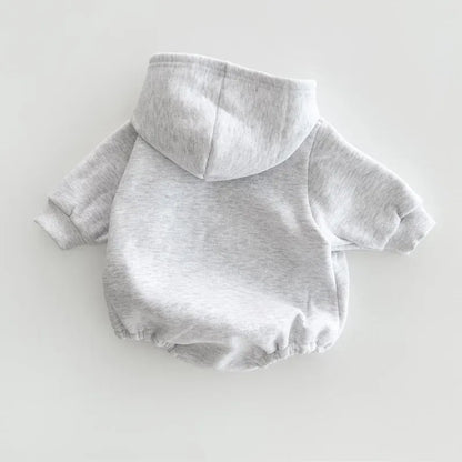 長袖ロンパース ベビーロンパース レターロゴプリントフーディ長袖ボディスーツ【mh0008479】