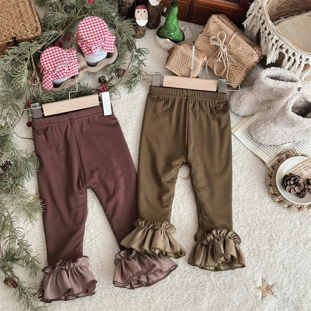 レギンスパンツ ベビーパンツ ボリューム裾フリルロングピエロレギンスパンツ【mh0008495】