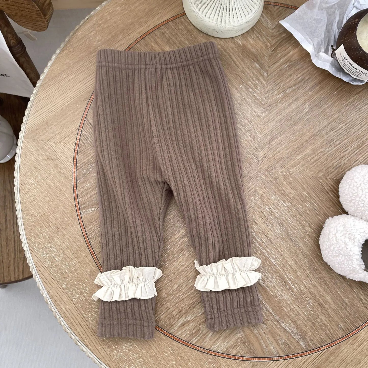 レギンスパンツ ベビーパンツ フリル裏フリースリブレギンスパンツ【mh0008496】