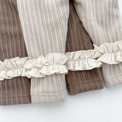 レギンスパンツ ベビーパンツ フリル裏フリースリブレギンスパンツ【mh0008496】