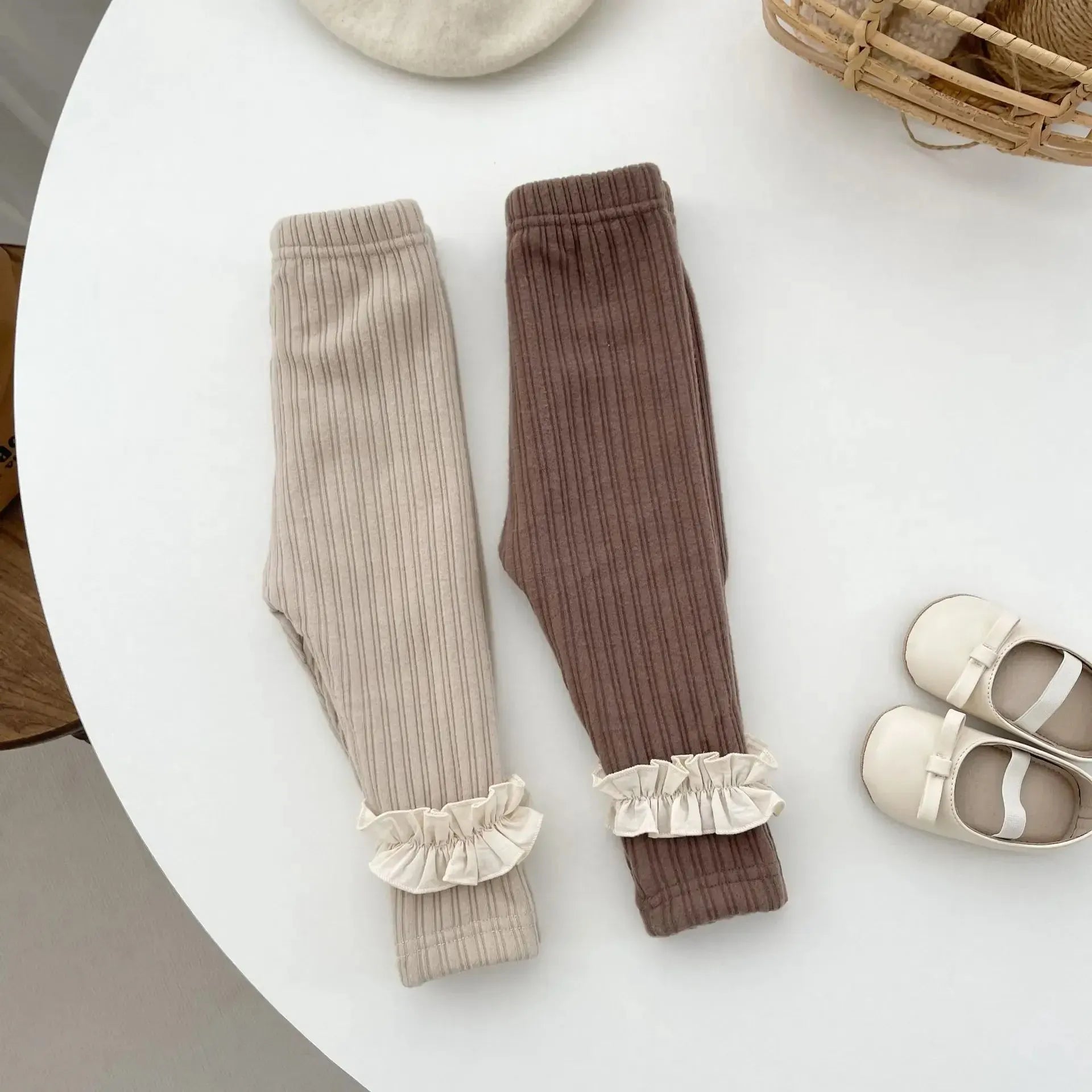 レギンスパンツ ベビーパンツ フリル裏フリースリブレギンスパンツ【mh0008496】