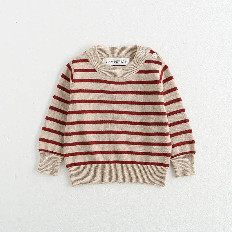 ニット・セーター ベビートップス 水玉ドット/ボーダーニット長袖セーター【mh0008507】