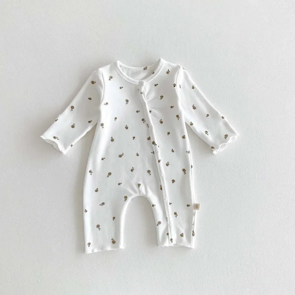 長袖ロンパース ベビーロンパース フラワー小花柄プリント長袖肌着ボディスーツ【mh0008520】