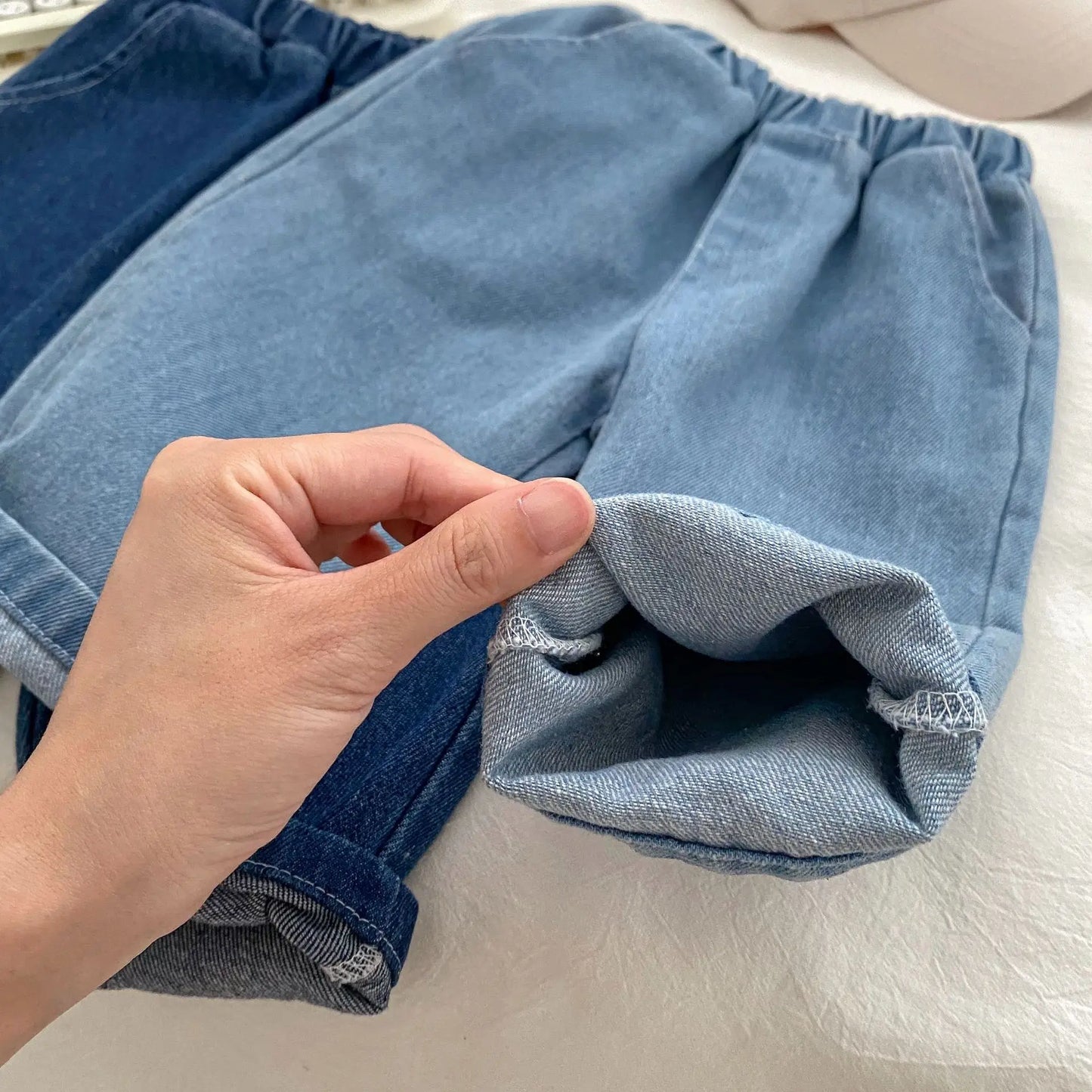 デニムパンツ キッズパンツ シンプルベーシックデニムルーズロングパンツ【mh0008563】