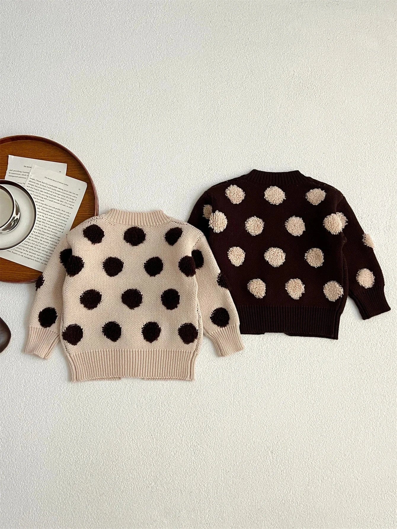 カーディガン・パーカー ベビーカーディガン 水玉ポルカドットニットカーディガンジャケット【mh0008613】