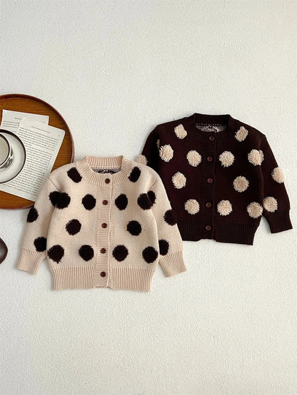 カーディガン・パーカー ベビーカーディガン 水玉ポルカドットニットカーディガンジャケット【mh0008613】