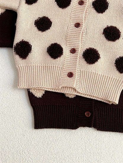 カーディガン・パーカー ベビーカーディガン 水玉ポルカドットニットカーディガンジャケット【mh0008613】