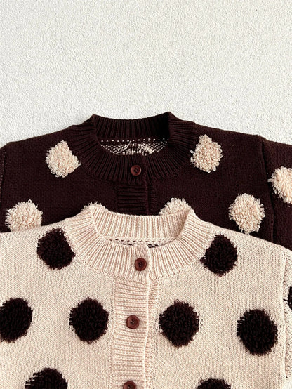 カーディガン・パーカー ベビーカーディガン 水玉ポルカドットニットカーディガンジャケット【mh0008613】