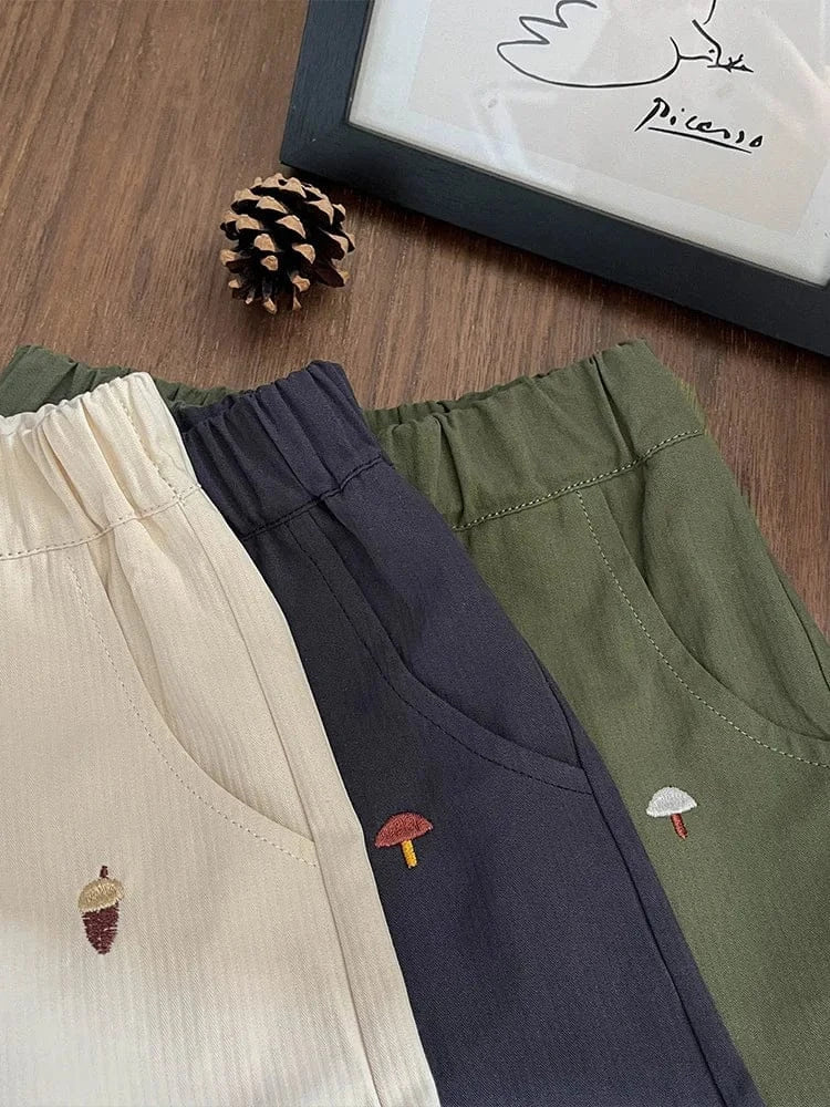 ロングパンツ・スウェットパンツ ベビーキッズパンツ 刺繍ロングワイドルーズパンツ【mh0008614】