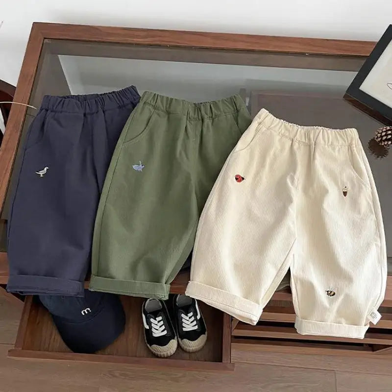 ロングパンツ・スウェットパンツ ベビーキッズパンツ 刺繍ロングワイドルーズパンツ【mh0008614】