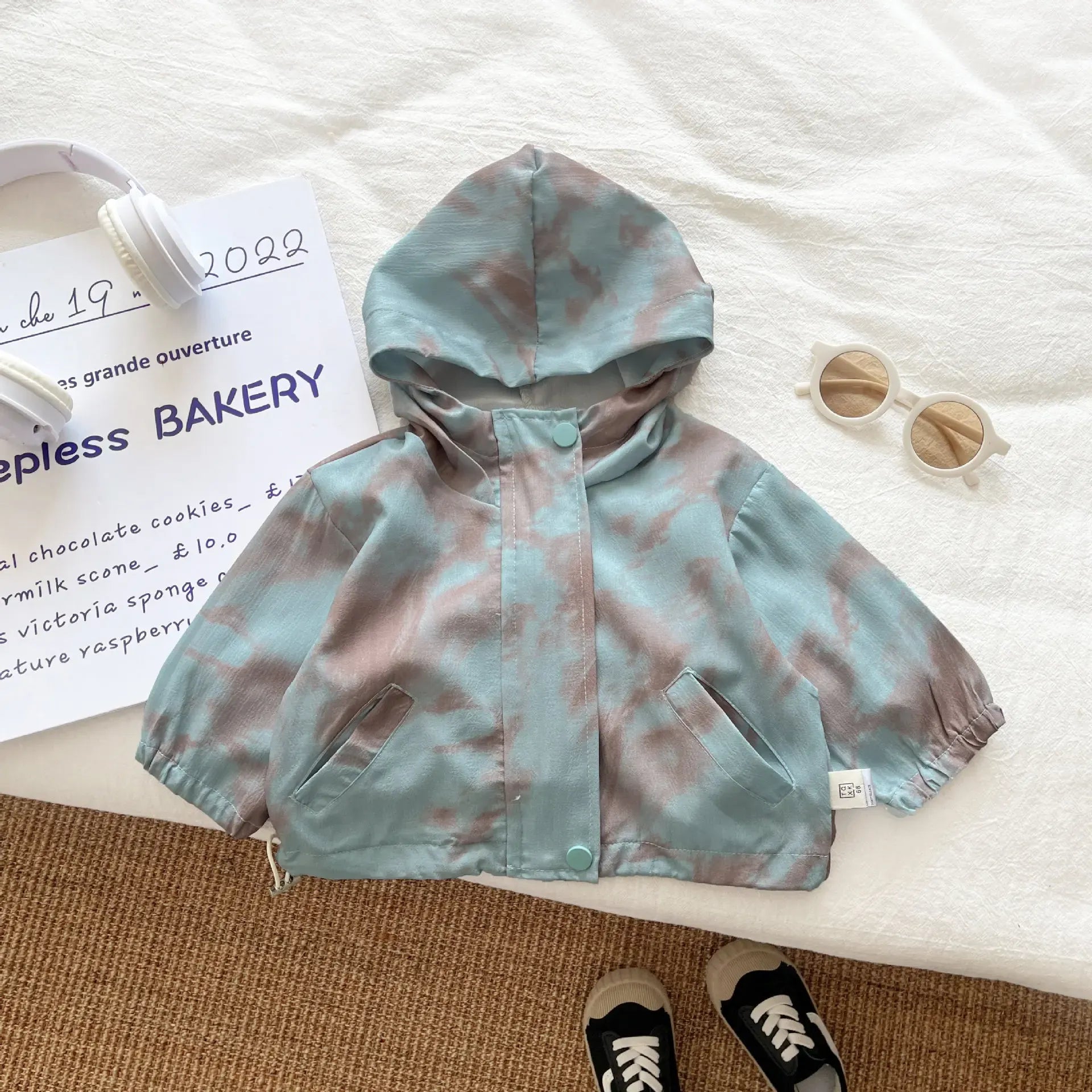 ショートコート・ジャケット・ジャンパー ベビーアウター タイダイ/レオパードプリントフーディブルゾンジャケット【mh0008615】