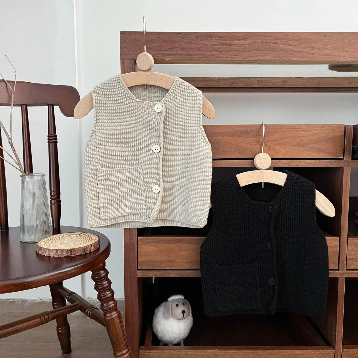 ベスト ベビーキッズベスト アシメボタンニットシンプルジレベスト【mh0008623】