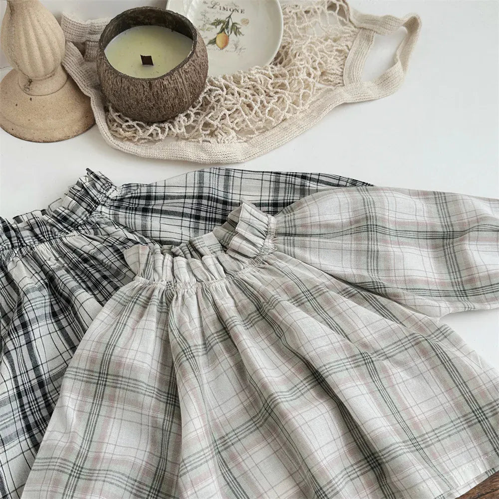 長袖シャツ・ブラウス ベビートップス チェック長袖スモックブラウス【mh0008639】