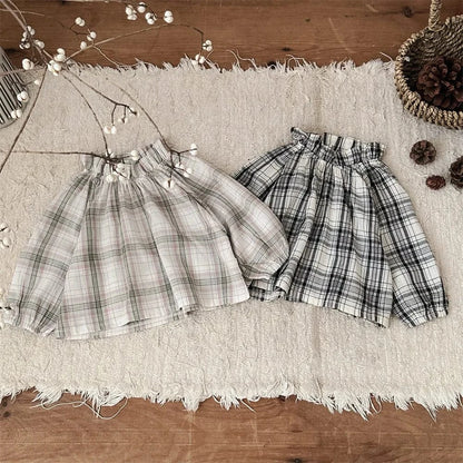 長袖シャツ・ブラウス ベビートップス チェック長袖スモックブラウス【mh0008639】