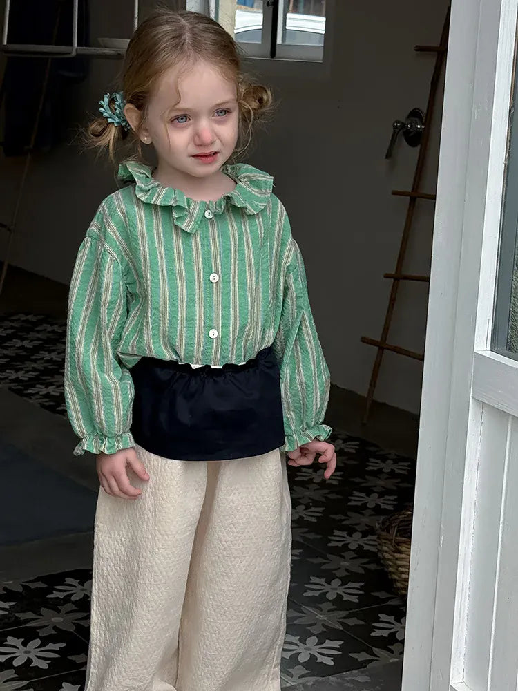 長袖シャツ・ブラウス キッズトップス 水玉ドット/ストライプ長袖チュニックブラウス【mh0008667】