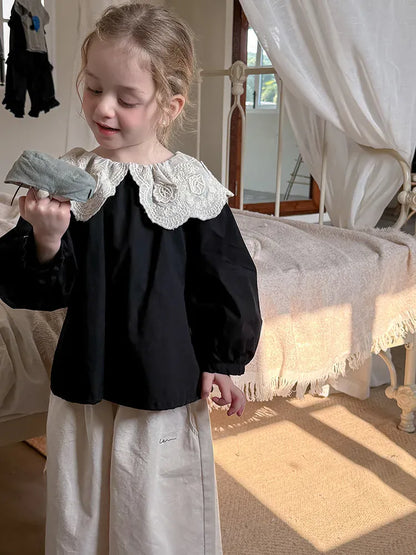 長袖シャツ・ブラウス キッズトップス ビッグレース襟長袖ブラウス【mh0008668】