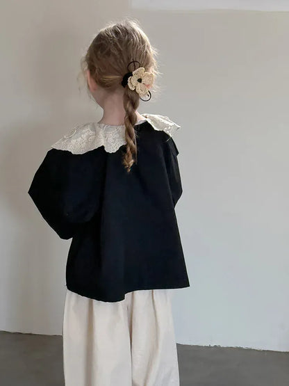 長袖シャツ・ブラウス キッズトップス ビッグレース襟長袖ブラウス【mh0008668】