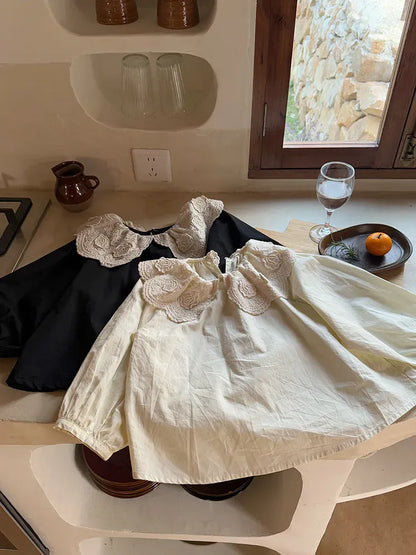 長袖シャツ・ブラウス キッズトップス ビッグレース襟長袖ブラウス【mh0008668】