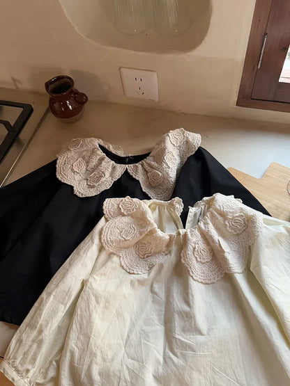 長袖シャツ・ブラウス キッズトップス ビッグレース襟長袖ブラウス【mh0008668】