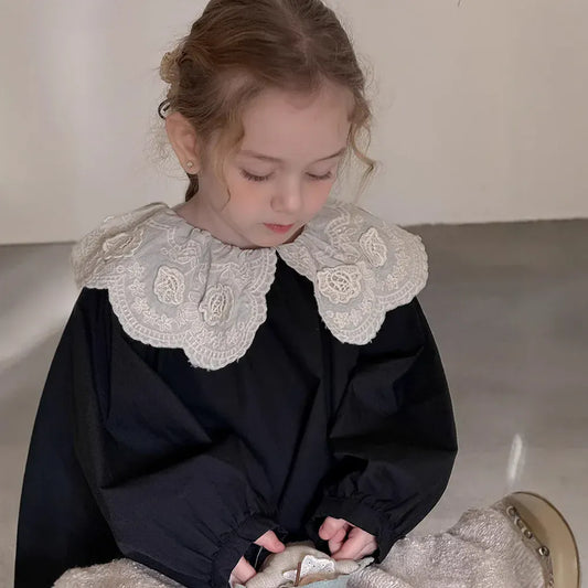 長袖シャツ・ブラウス キッズトップス ビッグレース襟長袖ブラウス【mh0008668】