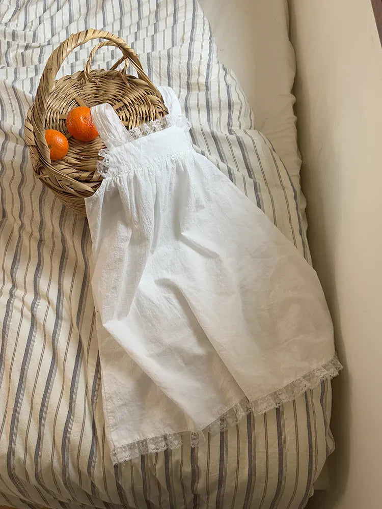 ノースリーブワンピース キッズワンピース レースフリルサスペンダードレスワンピース【mh0008669】