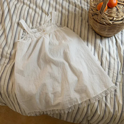 ノースリーブワンピース キッズワンピース レースフリルサスペンダードレスワンピース【mh0008669】