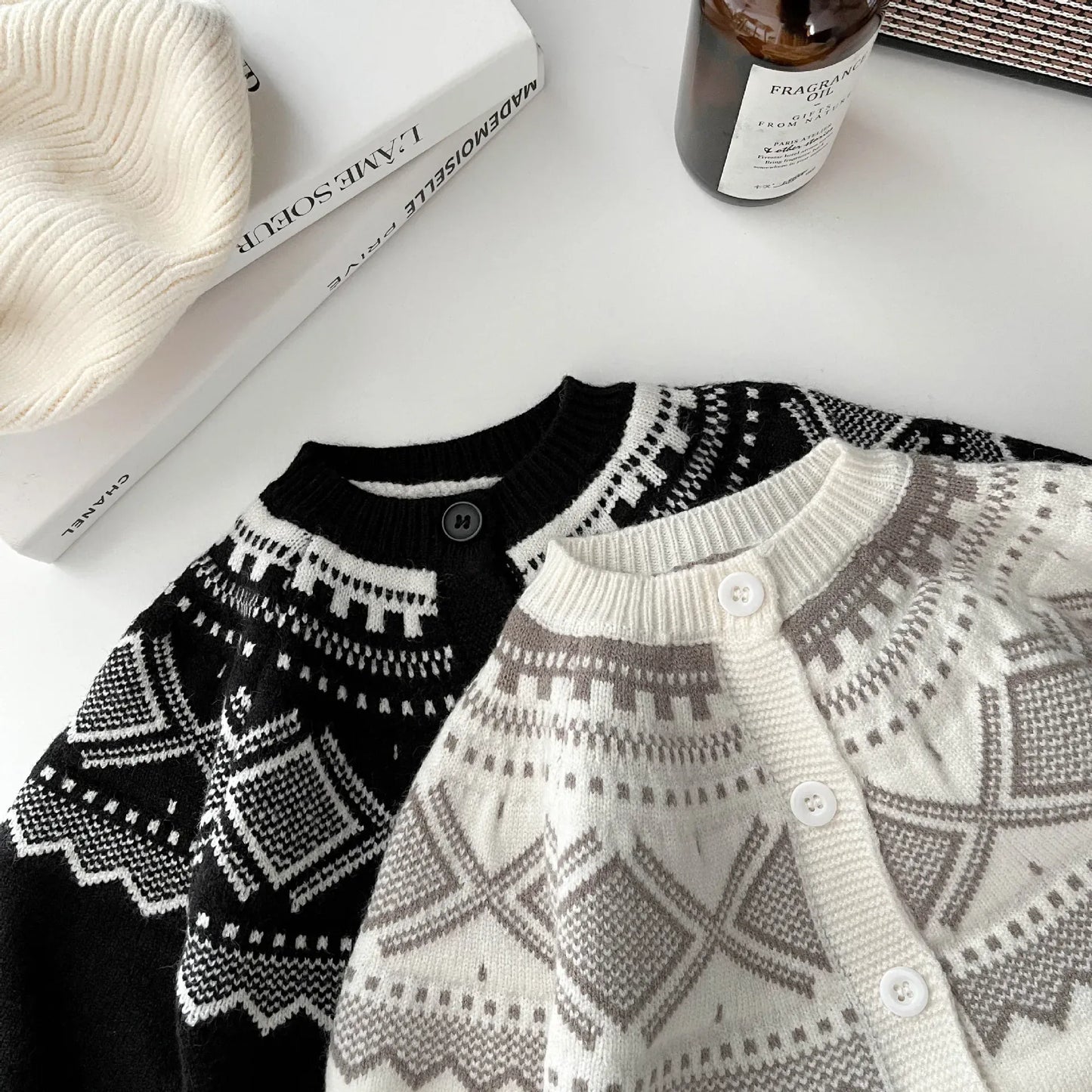 長袖ロンパース ベビーロンパース ロンバス柄ニット長袖ジャンプスーツ【mh0008686】