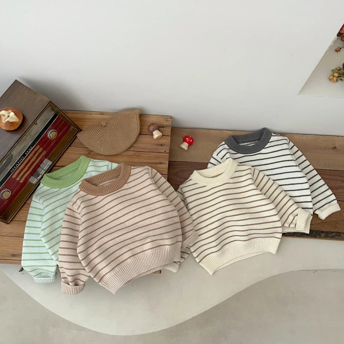 ニット・セーター ベビートップス ボーダーニット長袖セーター【mh0008695】