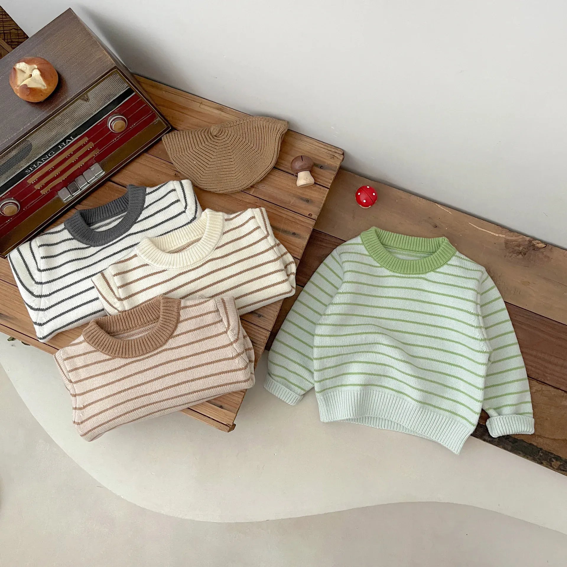 ニット・セーター ベビートップス ボーダーニット長袖セーター【mh0008695】