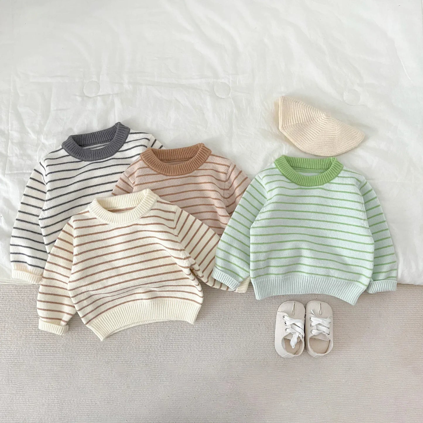 ニット・セーター ベビートップス ボーダーニット長袖セーター【mh0008695】