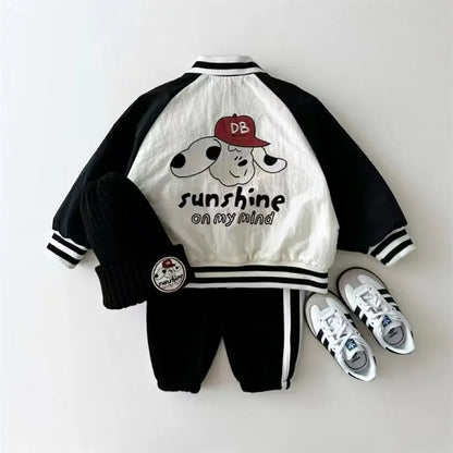 ショートコート・ジャケット・ジャンパー キッズアウター 犬ドッグワンポイントジップアップブルゾンスタジアムジャンパージャケット【mh0008712】