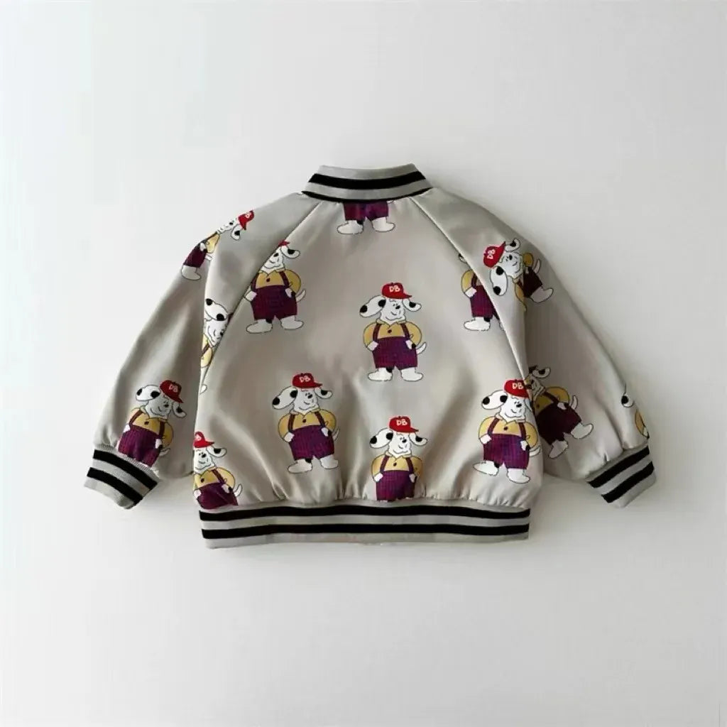 ショートコート・ジャケット・ジャンパー キッズアウター 犬ドッグワンポイントジップアップブルゾンスタジアムジャンパージャケット【mh0008712】