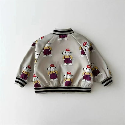 ショートコート・ジャケット・ジャンパー キッズアウター 犬ドッグワンポイントジップアップブルゾンスタジアムジャンパージャケット【mh0008712】