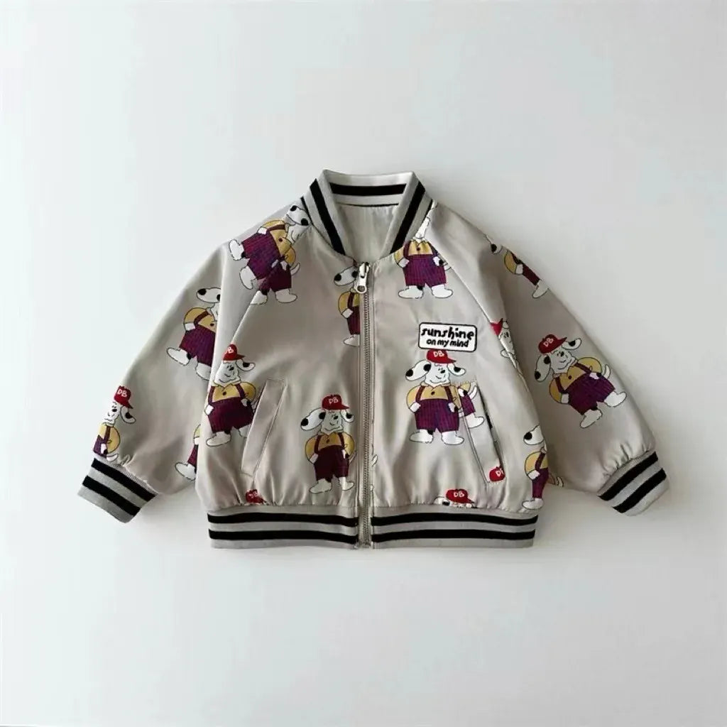 ショートコート・ジャケット・ジャンパー キッズアウター 犬ドッグワンポイントジップアップブルゾンスタジアムジャンパージャケット【mh0008712】