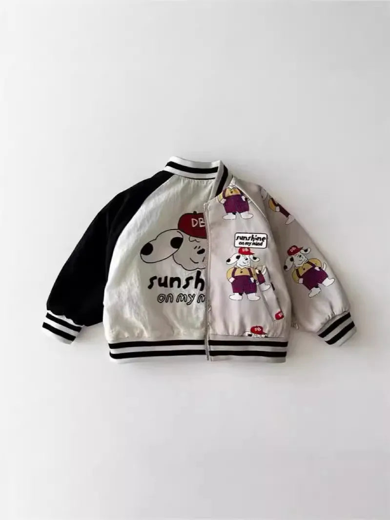 ショートコート・ジャケット・ジャンパー キッズアウター 犬ドッグワンポイントジップアップブルゾンスタジアムジャンパージャケット【mh0008712】